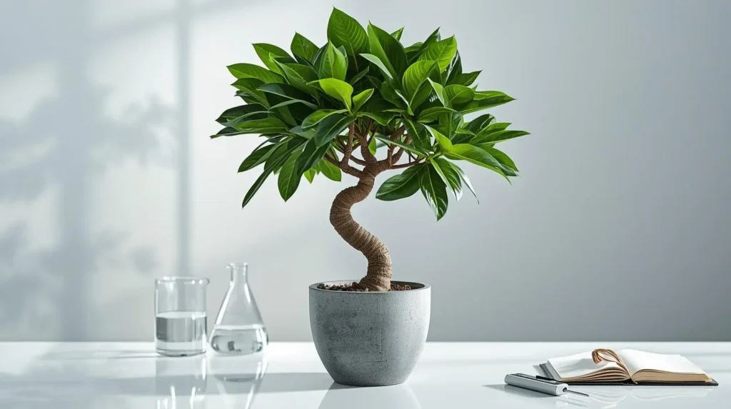 Healthy Pachira aquatica Money Tree with braided trunk and lush green canopy showing proper care without trunk rot or yellowing leaves
