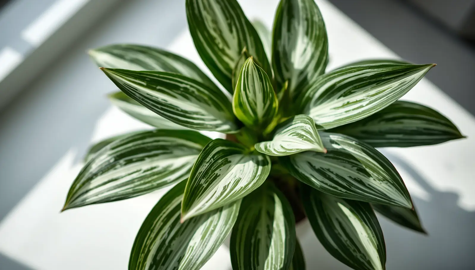 Calathea orbifolia leaf showing marginal necrosis brown crispy edges from fluoride toxicity next to reverse osmosis water filtration system