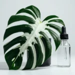 Monstera albo variegata showing thick rigid stems and pristine white variegation without browning from potassium silicate supplementation cell wall fortification