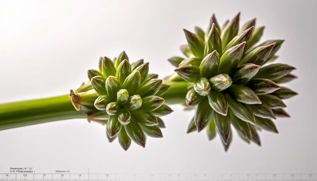 Asparagus fern showing bushy trailing cladode architecture alongside Asparagus setaceus Plumosa fern with delicate lace-like tiered cladode structure