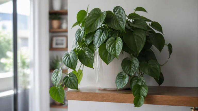 Heartleaf philodendron with trailing vines, a low-light bathroom plant