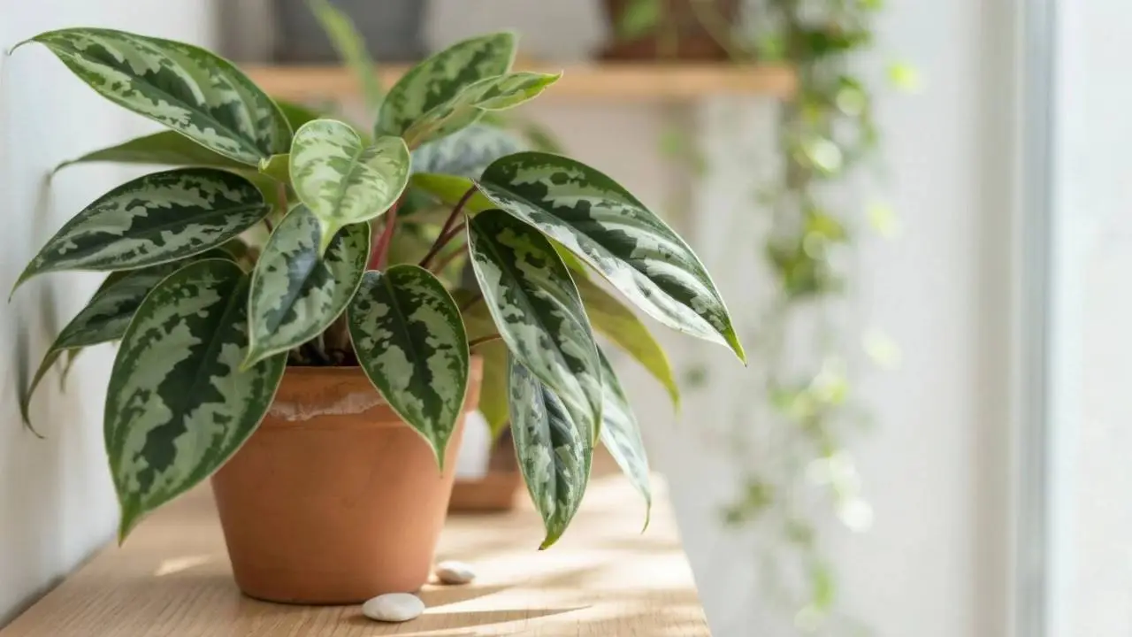 Scindapsus pictus care satin pothos with silver-splashed heart-shaped leaves in bright indirect light